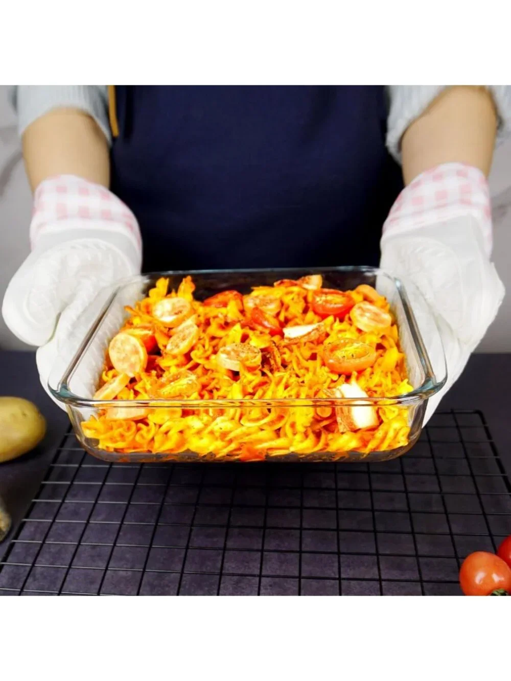 8x8 Glass Baking Dish - 1.6QT Oven Safe Square Pan for Casseroles & Desserts